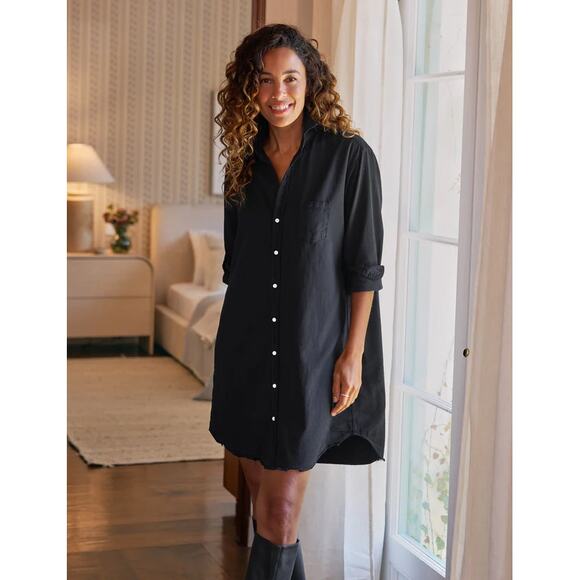 FRANK & EILEEN MARY FAMOUS DENIM BLACK SHIRT DRESS LARGE L - Picture 1 of 8